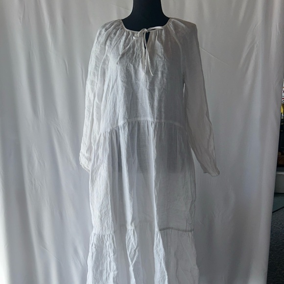 J. Crew White Cotton-linen tiered maxi beach dress (SIZE Small/Medium) Lined - Picture 2 of 7